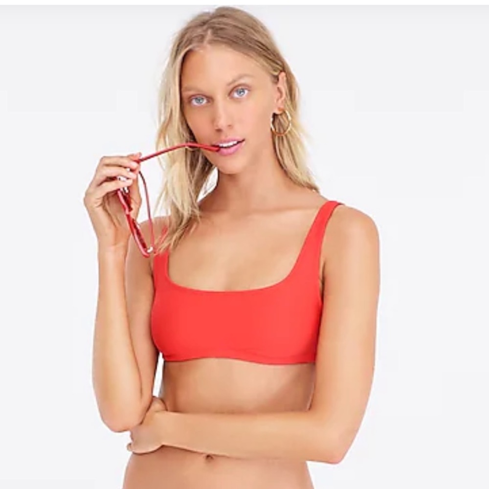J. Crew 1989 Scoopneck Bikini Top in Cerise